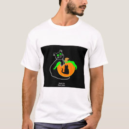 Black Cat Pumpkin Manar White Basic T Shirt