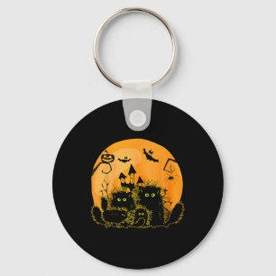 Black Cat Pumpkin Måne Halloween Costume Cat Lover Nyckelring