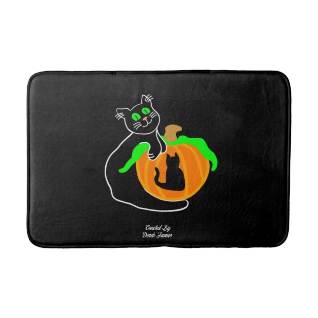 Black Cat Pumpkin Medium Bath Mat Badrumsmatta (Framsidan)