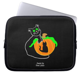Black Cat Pumpkin Neoprene Laptop sleeve