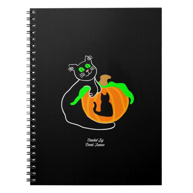Black Cat Pumpkin Photo Notebook Anteckningsbok (Framsidan)