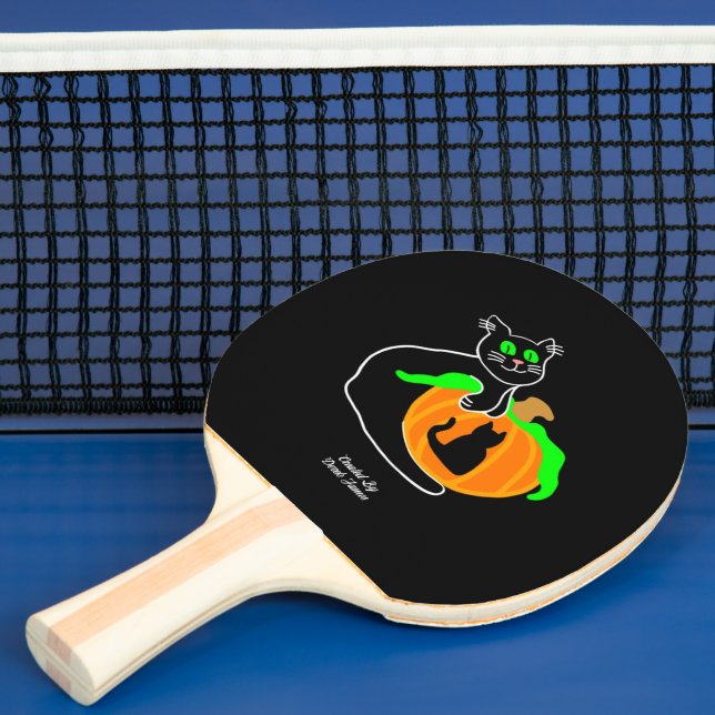 Black Cat Pumpkin Ping Pong Paddle Pingisracket (Insitu)