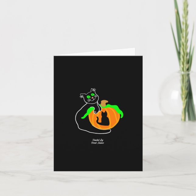 Black Cat Pumpkin Small Lodrät Greeting Card Kort (Framsida)