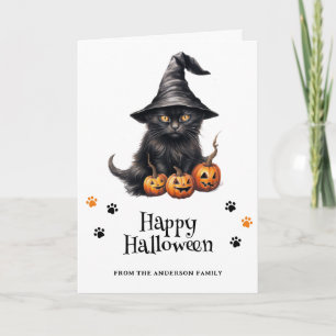 Black Cat Pumpkins Fladdermus Full Moon Photo Hall Kort