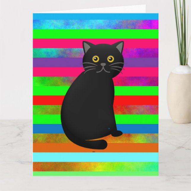BLACK CAT RAINBOW GIANT BIRTHDAY CARD KORT (Framsida)