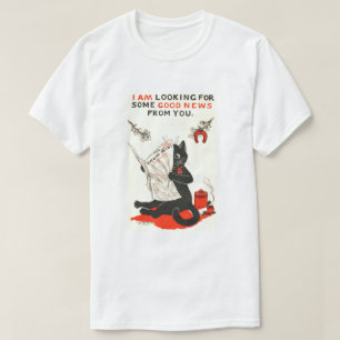 Black Cat Reading a Newspaper, Louis Wain Tee Shirt