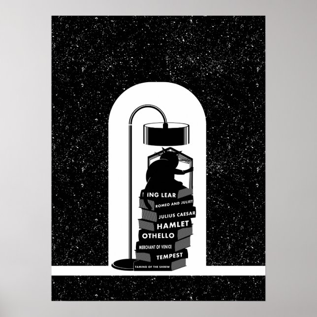 Black Cat Reading Shakespeare Plays Poster (Framsidan)