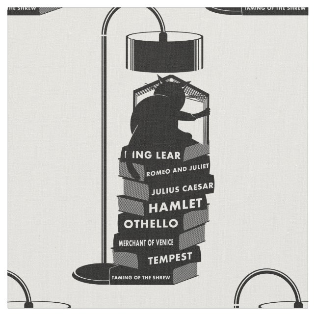 Black Cat Reading Shakespeare Plays Tyg (Närbild)