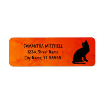 Black Cat Red Gothic Adressetiketters
