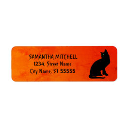 Black Cat Red Gothic Adressetiketters Returadress Etikett