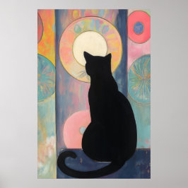Black Cat Reflection: Abstrakt Elegance - Poster