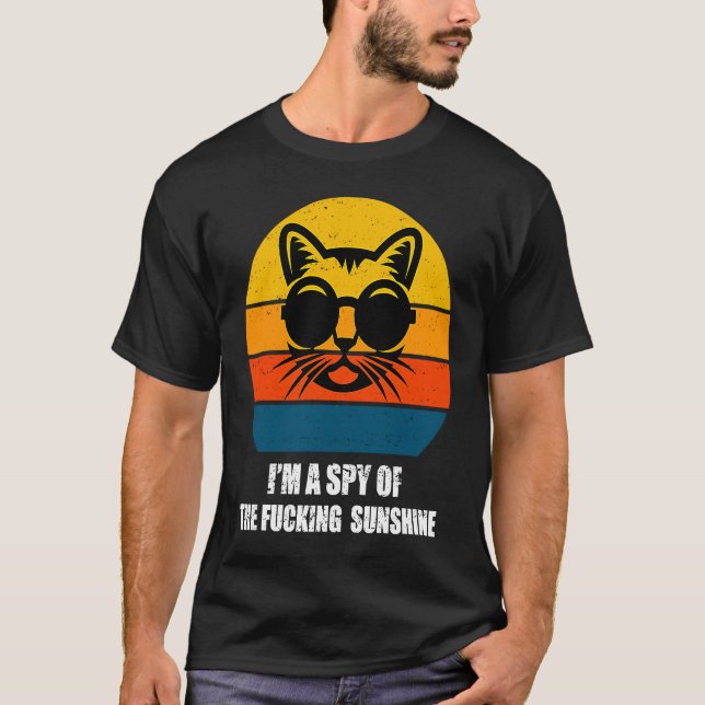 Black Cat Retro är en spion av solskenspennan T Shirt (Framsida)