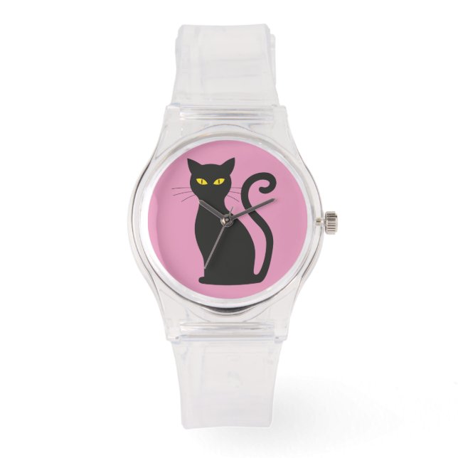 BLACK CAT RETRO DAM ROSA WRIST WATCH ARMBANDSUR (Framsida)