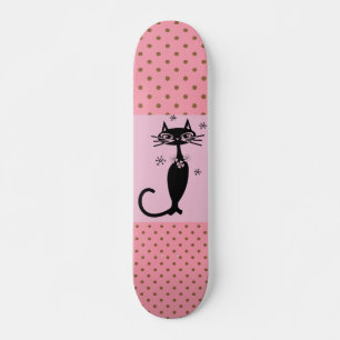 BLACK CAT RETRO GIRLS ROSA SKATEBOARD DECK
