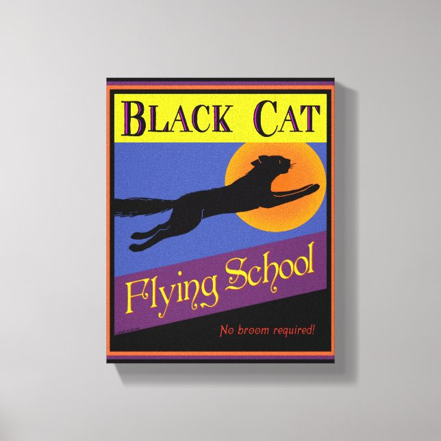 Black Cat Retro Halloween Wrapped Canvas (Framsida)