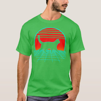 Black Cat Retro Vintage 80s Meow Kattunge Älskare T Shirt