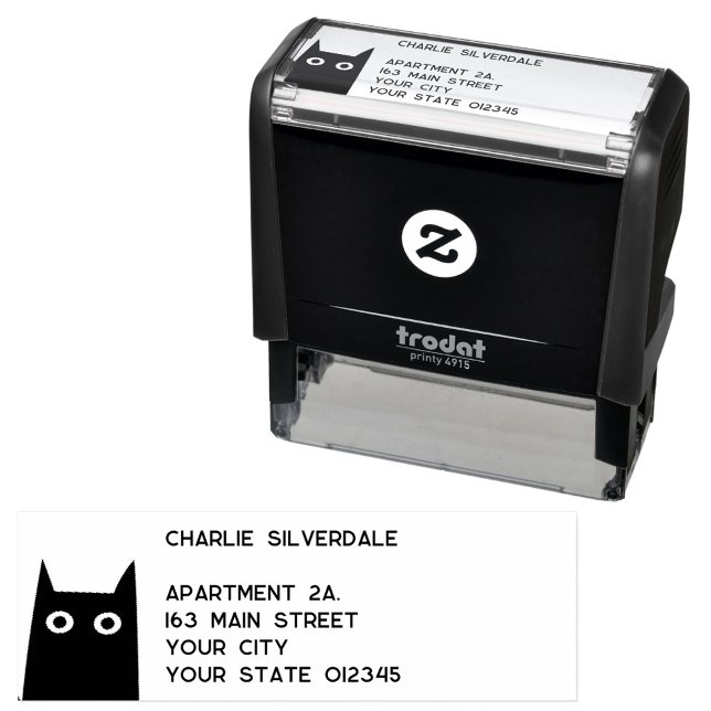 Black Cat-Returadress Självfärgande Stämpel (Fun black cat address self inking stamp)