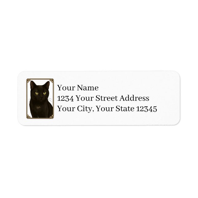 Black Cat Return Address Labels Returadress Etikett (Framsidan)