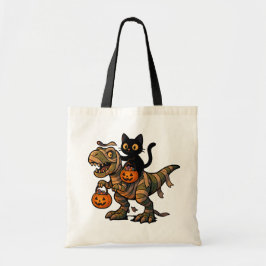 Black Cat Riding Mummy T-Rex - Cute Halloween Dino Tygkasse