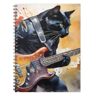 Black Cat Rockstjärna Leather Jacka som spelar git Anteckningsbok