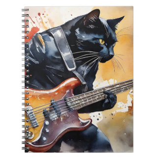 Black Cat Rockstjärna Leather Jacka som spelar git Anteckningsbok