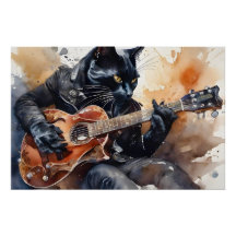 Black Cat Rockstjärna som spelar Guitar Leather Ja