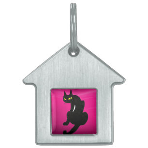 BLACK CAT,Rosa Fuchsia Amethyst Namnbricka Husdjur