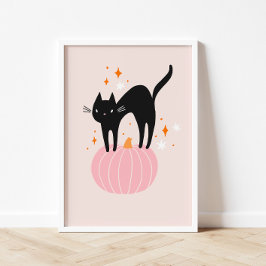 Black Cat Rosa Halloween Poster
