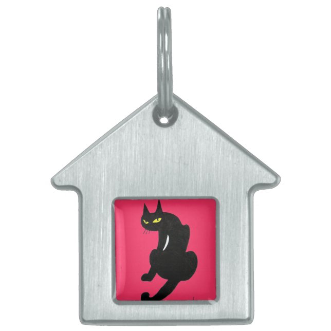 BLACK CAT-Rosa Namnbricka Husdjur (Framsidan)