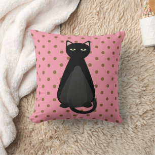 BLACK CAT ROSA POLKA DOT PILLOWS KUDDE