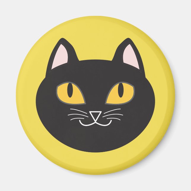 Black Cat Round Magnet (Framsidan)