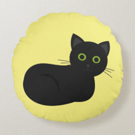 Black cat Round Pillow Rund Kudde