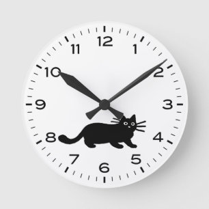 Black Cat Rund Klocka