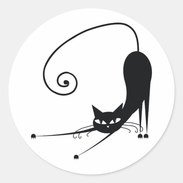Black Cat Runt Klistermärke (Framsida)