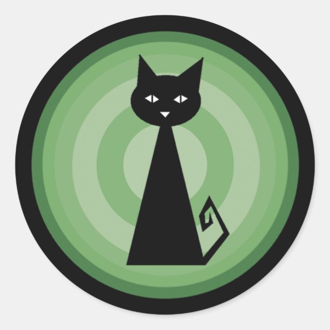 Black Cat Runt Klistermärke (Framsida)