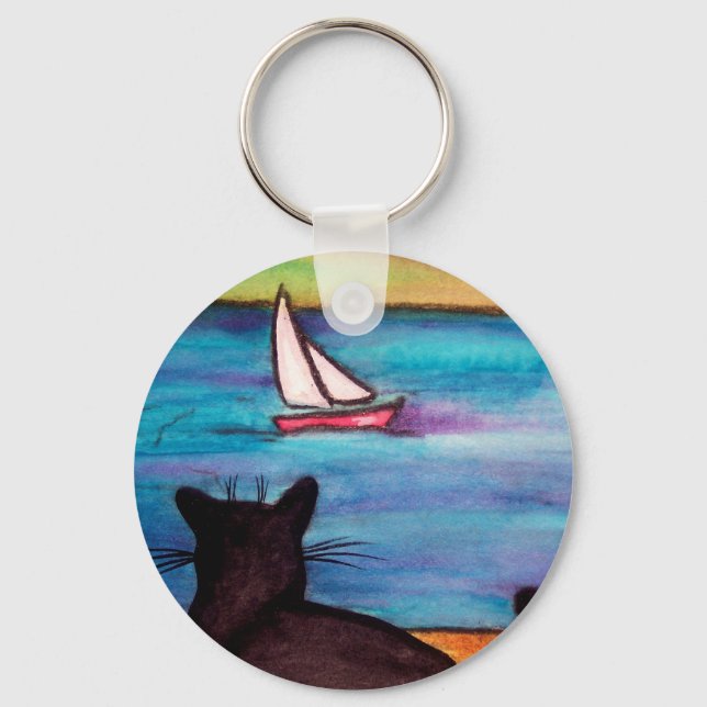 Black Cat Sailboat-watch Nyckelring (Framsida)