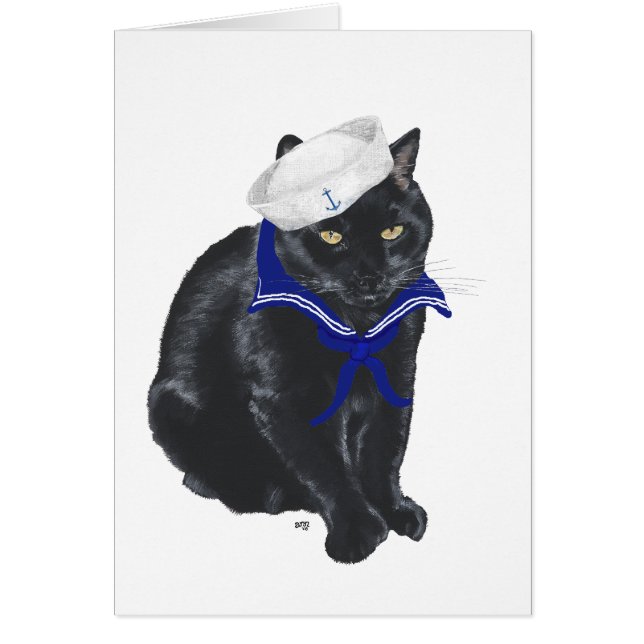 Black Cat Sailor Hälsningskort (Framsidan)
