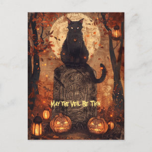 Black Cat Samhain Halloween-hälsningskort Helg Vykort