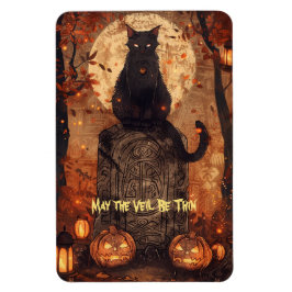 Black Cat Samhain Halloween-hälsningskort Magnet