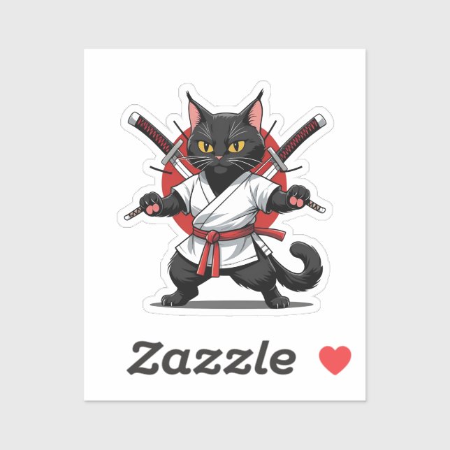 Black Cat Samurai Stickers Klistermärken (Ark)