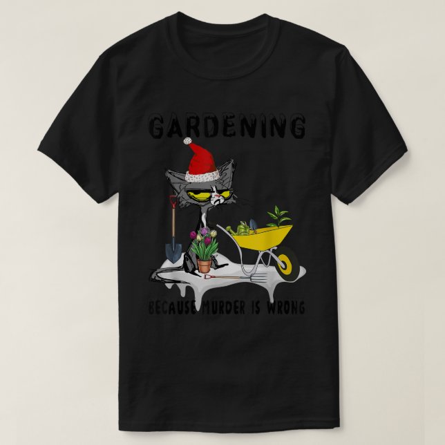 BLACK CAT SANTA  EFTERSOM MURDER ÄR FEL T SHIRT (Design framsida)