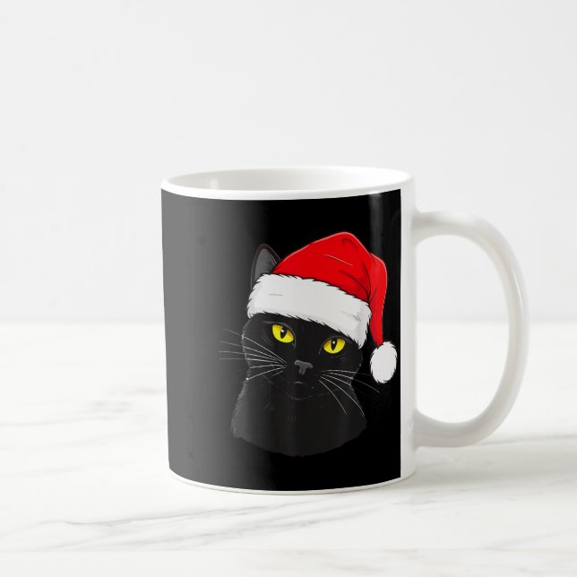 Black Cat Santa Hat Christmas  Kaffemugg (Höger)