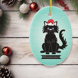 Black Cat Santa Hat jul Pet Ornament