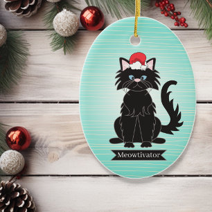 Black Cat Santa Hat jul Pet Ornament