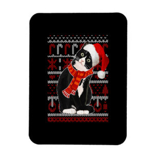 Black Cat Santa Hat Ugly jul Sweater Cat Lov Magnet