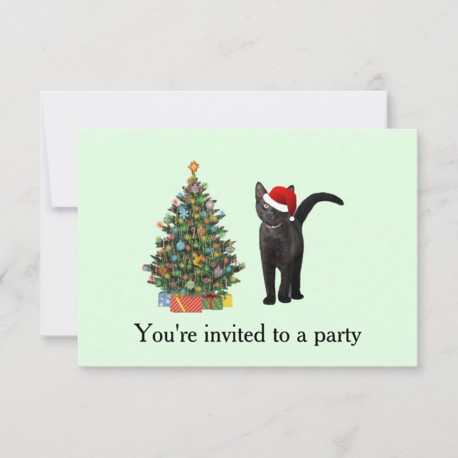 Black Cat Santa Inbjudningar (Framsida)