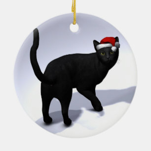 Black Cat Santa Julgransprydnad Keramik