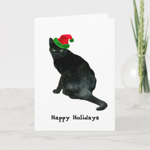 Black Cat Santa-julkort Kort