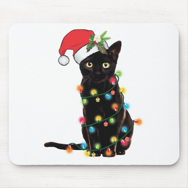 Black Cat Santa Tanglade upp i Ljus Swe Musmatta (Framsidan)