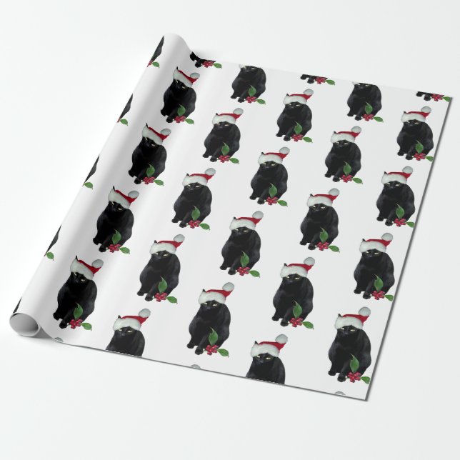 Black Cat Santa Wrapping Papper Presentpapper (Utrullad)